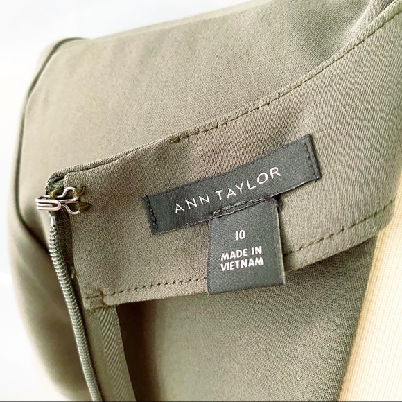 Ann Taylor Striped Side T-Shirt Dress in Olive - Picture 6 of 12